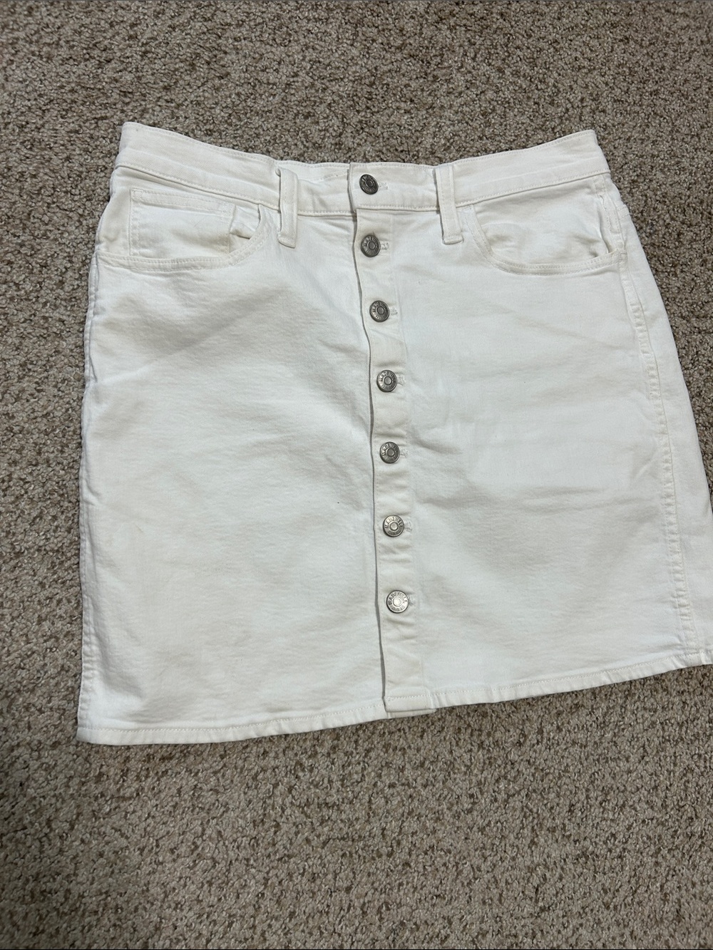 Madewell White Button-Front Mini Skirt